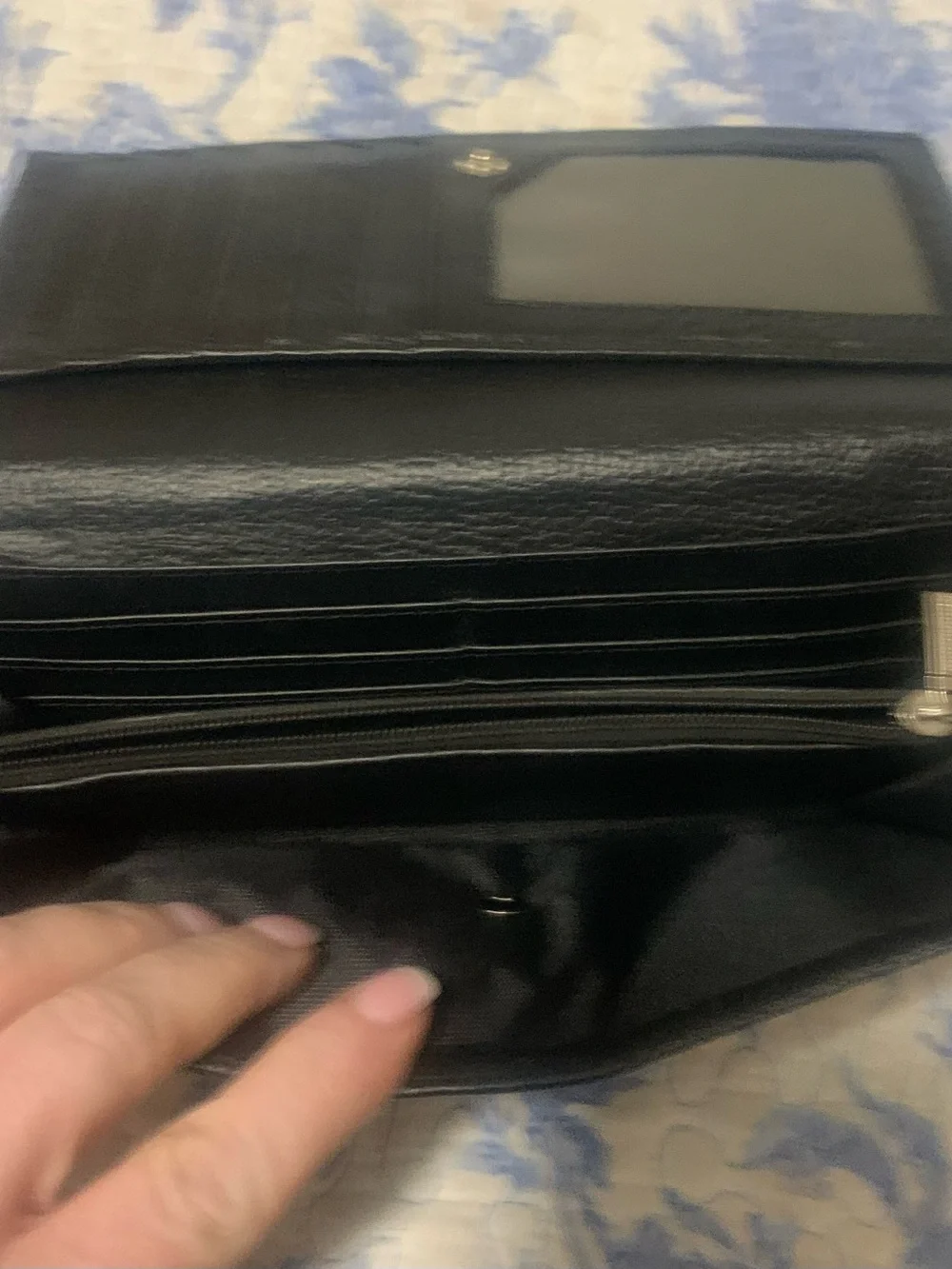 Source Unknown Black Pebbled Leather Clutch Wallet